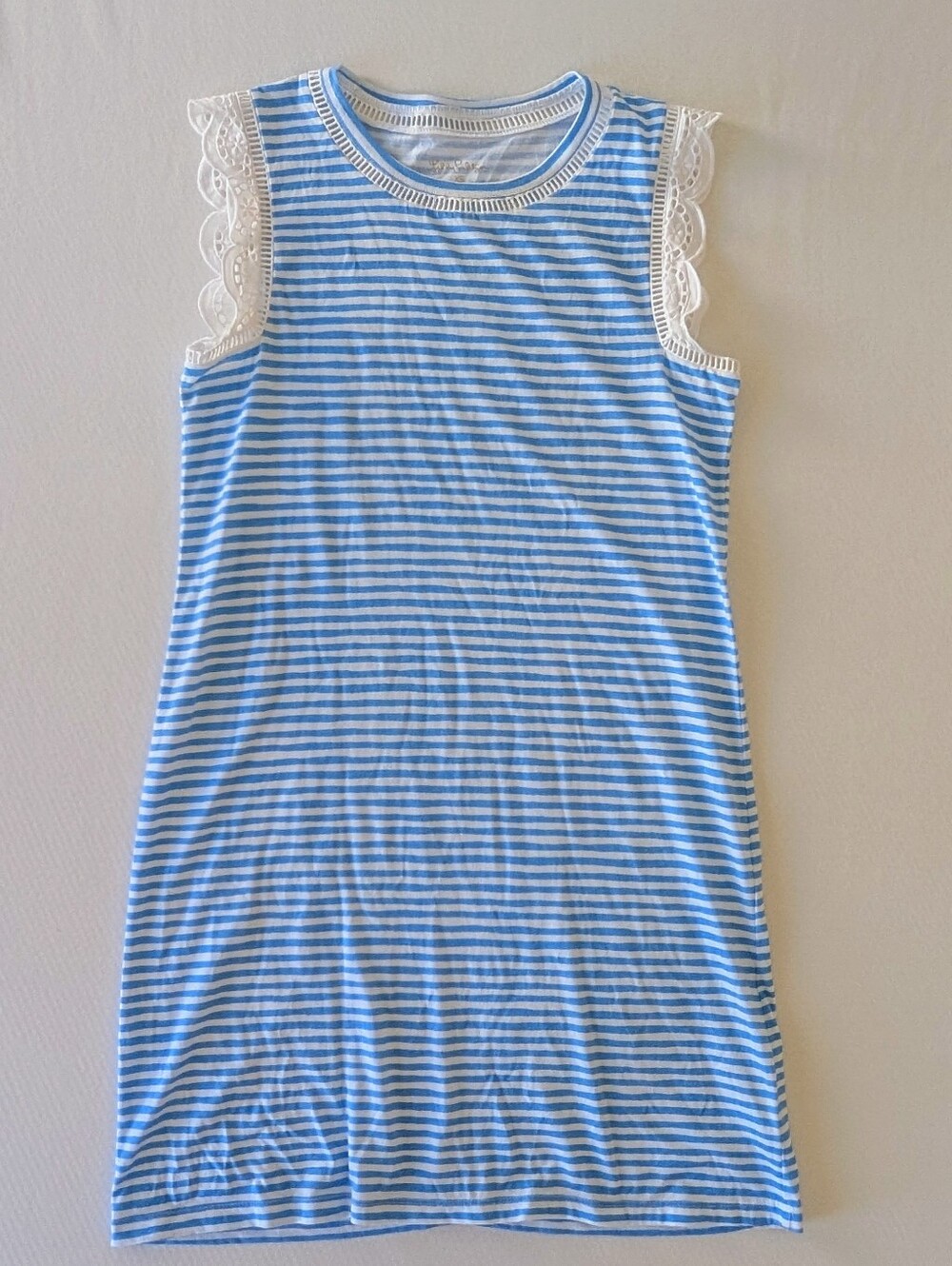 Lilly Pulitzer Zanzibar Blue White Lace Beach Happy Stripe Dress Sz XS